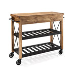 Carrello da Cucina con Piano in Legno di Rovere, Stile Industriale, Bancone in Legno