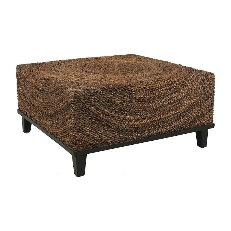 Tavolino da caffè in Abaca Naturale Intrecciato a Mano – Stile Bohemien, Uso Individuale