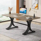 Scrivania White+Gold / Grey+Black con piano in finto marmo – Stile moderno a cavalletto, 1 persona