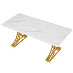 Scrivania White+Gold / Grey+Black con piano in finto marmo – Stile moderno a cavalletto, 1 persona