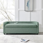 Panca Contenitore Imbottita Crema / Verde Acqua / Sidro, Tessuto e Ecopelle, 2 Posti