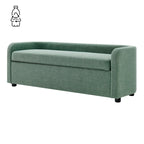 Panca Contenitore Imbottita Crema / Verde Acqua / Sidro, Tessuto e Ecopelle, 2 Posti