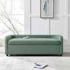 Panca Contenitore Imbottita Crema / Verde Acqua / Sidro, Tessuto e Ecopelle, 2 Posti