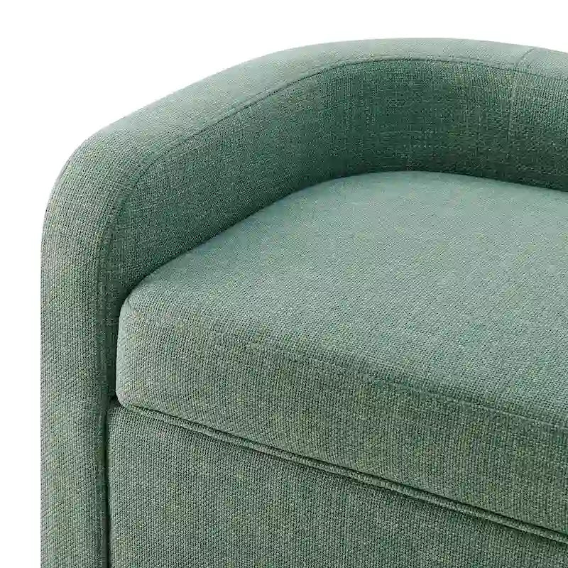 Panca Contenitore Imbottita Crema / Verde Acqua / Sidro, Tessuto e Ecopelle, 2 Posti