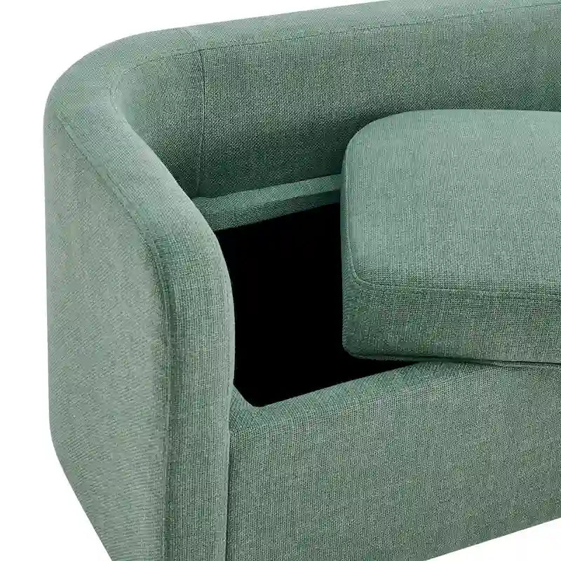 Panca Contenitore Imbottita Crema / Verde Acqua / Sidro, Tessuto e Ecopelle, 2 Posti