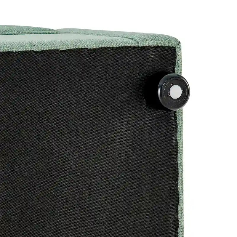 Panca Contenitore Imbottita Crema / Verde Acqua / Sidro, Tessuto e Ecopelle, 2 Posti
