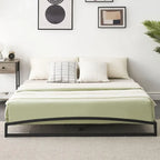 Telaio letto a piattaforma in metallo nero, testiera arcuata, profilo basso, Twin/Full/Queen/King