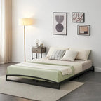 Telaio letto a piattaforma in metallo nero, testiera arcuata, profilo basso, Twin/Full/Queen/King