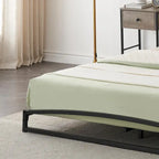 Telaio letto a piattaforma in metallo nero, testiera arcuata, profilo basso, Twin/Full/Queen/King