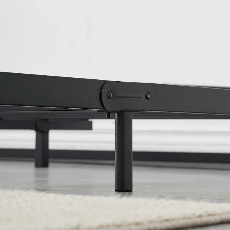 Telaio letto a piattaforma in metallo nero, testiera arcuata, profilo basso, Twin/Full/Queen/King