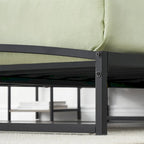Telaio letto a piattaforma in metallo nero, testiera arcuata, profilo basso, Twin/Full/Queen/King