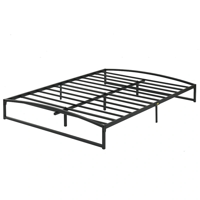 Telaio letto a piattaforma in metallo nero, testiera arcuata, profilo basso, Twin/Full/Queen/King