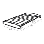 Telaio letto a piattaforma in metallo nero, testiera arcuata, profilo basso, Twin/Full/Queen/King