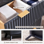 Cassettiera scanalata a 5 cassetti Grigio Scuro / Bianco / Rovere Naturale / Noce Scuro con piano effetto marmo, Singola