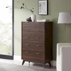 Cassettiera scanalata a 5 cassetti Grigio Scuro / Bianco / Rovere Naturale / Noce Scuro con piano effetto marmo, Singola