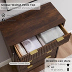 Cassettiera scanalata a 5 cassetti Grigio Scuro / Bianco / Rovere Naturale / Noce Scuro con piano effetto marmo, Singola