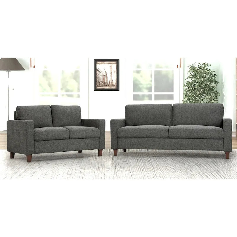 Set divano a 2 posti e divanetto imbottiti – Beige / Verde / Grigio / Arancione, Posti a sedere 2–3