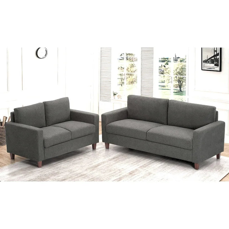 Set divano a 2 posti e divanetto imbottiti – Beige / Verde / Grigio / Arancione, Posti a sedere 2–3