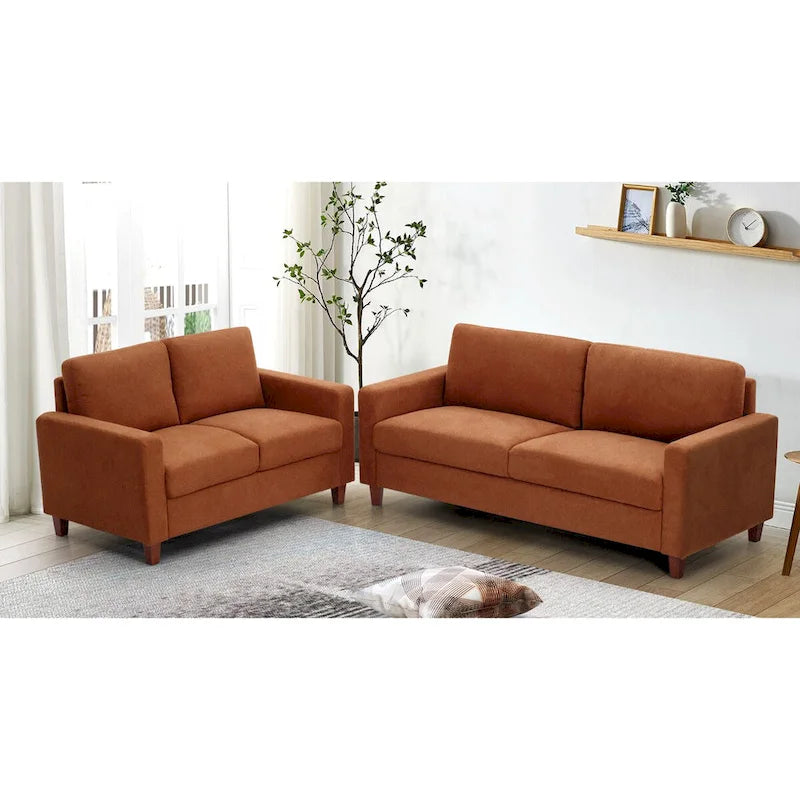 Set divano a 2 posti e divanetto imbottiti – Beige / Verde / Grigio / Arancione, Posti a sedere 2–3