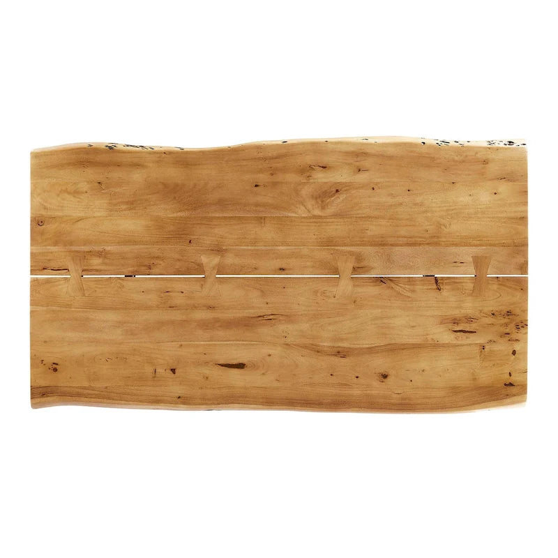Tavolo da pranzo rettangolare in legno di acacia nero naturale con bordo vivo, 4-8 posti a sedere