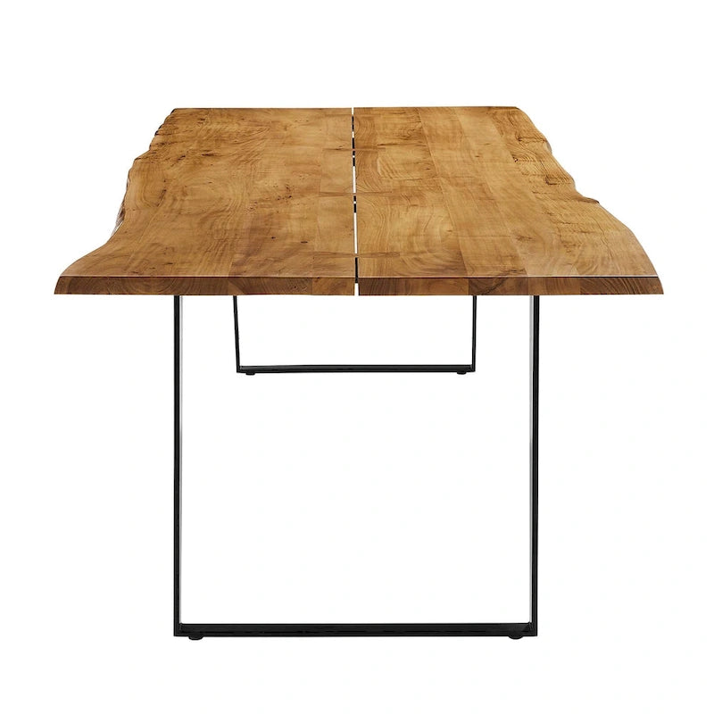 Tavolo da pranzo rettangolare in legno di acacia nero naturale con bordo vivo, 4-8 posti a sedere