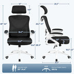 Sedia da ufficio a rete con schienale alto e braccioli ribaltabili, 1 persona – Nera / Grigio bianco / Nero bianco / Grigio pieno