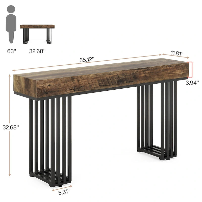 Tavolo consolle in Rovere e Nero / Acero e Nero, 140 cm, stretto, da ingresso o corridoio, per 1 persona