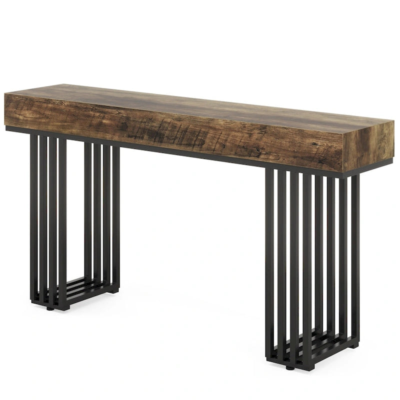 Tavolo consolle in Rovere e Nero / Acero e Nero, 140 cm, stretto, da ingresso o corridoio, per 1 persona