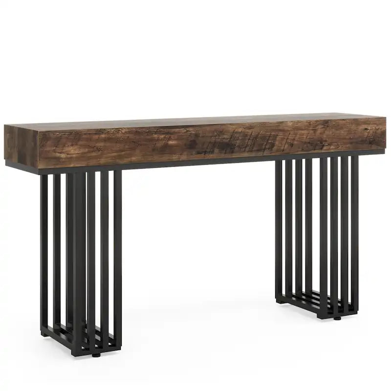 Tavolo consolle in Rovere e Nero / Acero e Nero, 140 cm, stretto, da ingresso o corridoio, per 1 persona