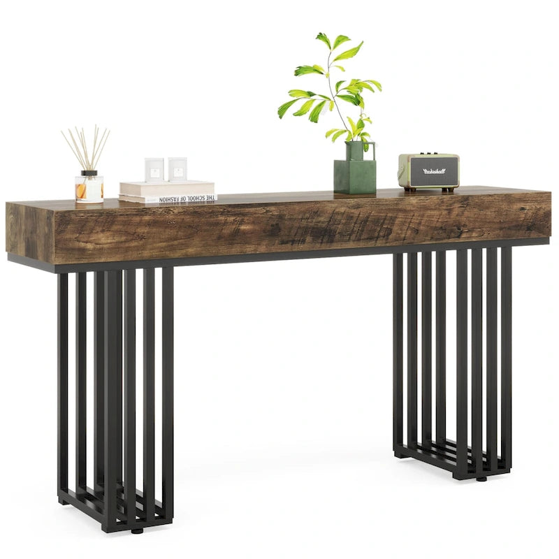 Tavolo consolle in Rovere e Nero / Acero e Nero, 140 cm, stretto, da ingresso o corridoio, per 1 persona