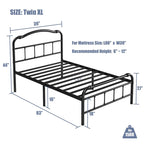 Struttura Letto in Metallo Nero con Testiera Curva Ondulata, Altezza 45,7 cm, da Singolo a California King, 1-2 Persone
