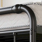 Struttura Letto in Metallo Nero con Testiera Curva Ondulata, Altezza 45,7 cm, da Singolo a California King, 1-2 Persone