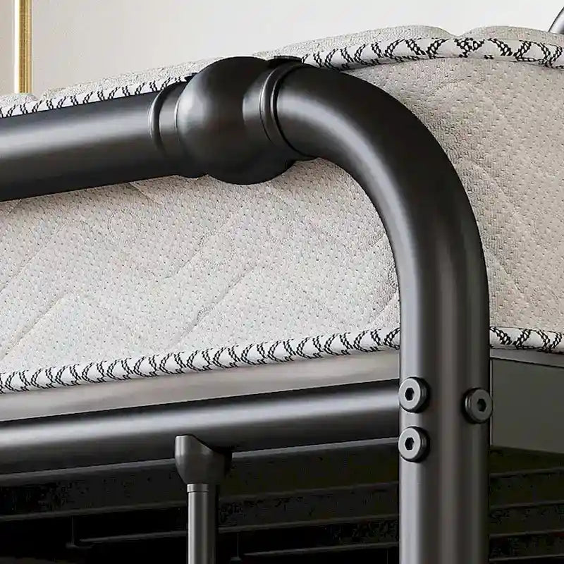 Struttura Letto in Metallo Nero con Testiera Curva Ondulata, Altezza 45,7 cm, da Singolo a California King, 1-2 Persone