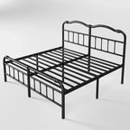 Struttura Letto in Metallo Nero con Testiera Curva Ondulata, Altezza 45,7 cm, da Singolo a California King, 1-2 Persone