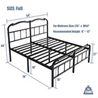 Struttura Letto in Metallo Nero con Testiera Curva Ondulata, Altezza 45,7 cm, da Singolo a California King, 1-2 Persone