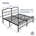 Struttura Letto in Metallo Nero con Testiera Curva Ondulata, Altezza 45,7 cm, da Singolo a California King, 1-2 Persone